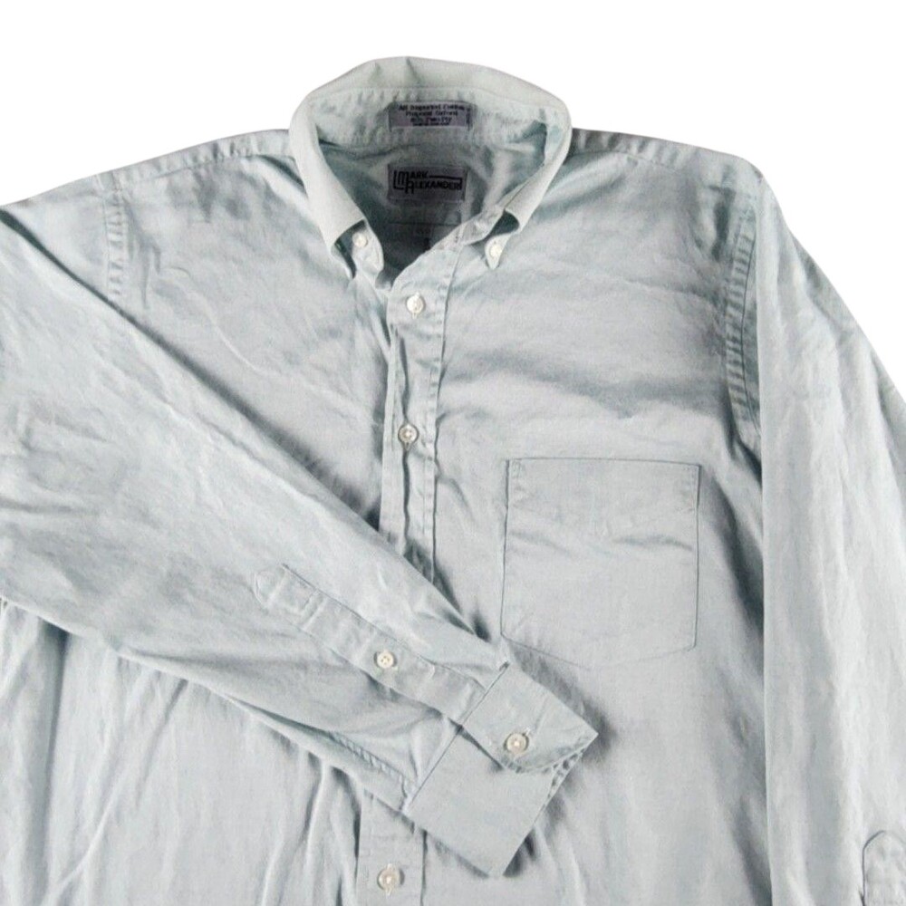 Vintage Mark Alexander Dress Shirt Mens 15.5 32/33 Green Oxford Button Down SPOT